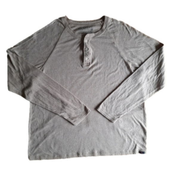 Faherty Henley Shirt Mens XL Long Sleeve Cloud Cotton Heathered Wheat - Picture 1 of 11